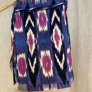Talbots Blue and Pink Wrap Mini Skirt